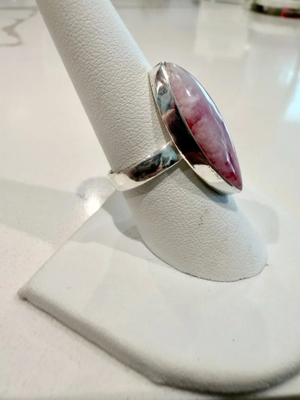 Pink Moonstone Ring, Solid 925 Sterling Silver